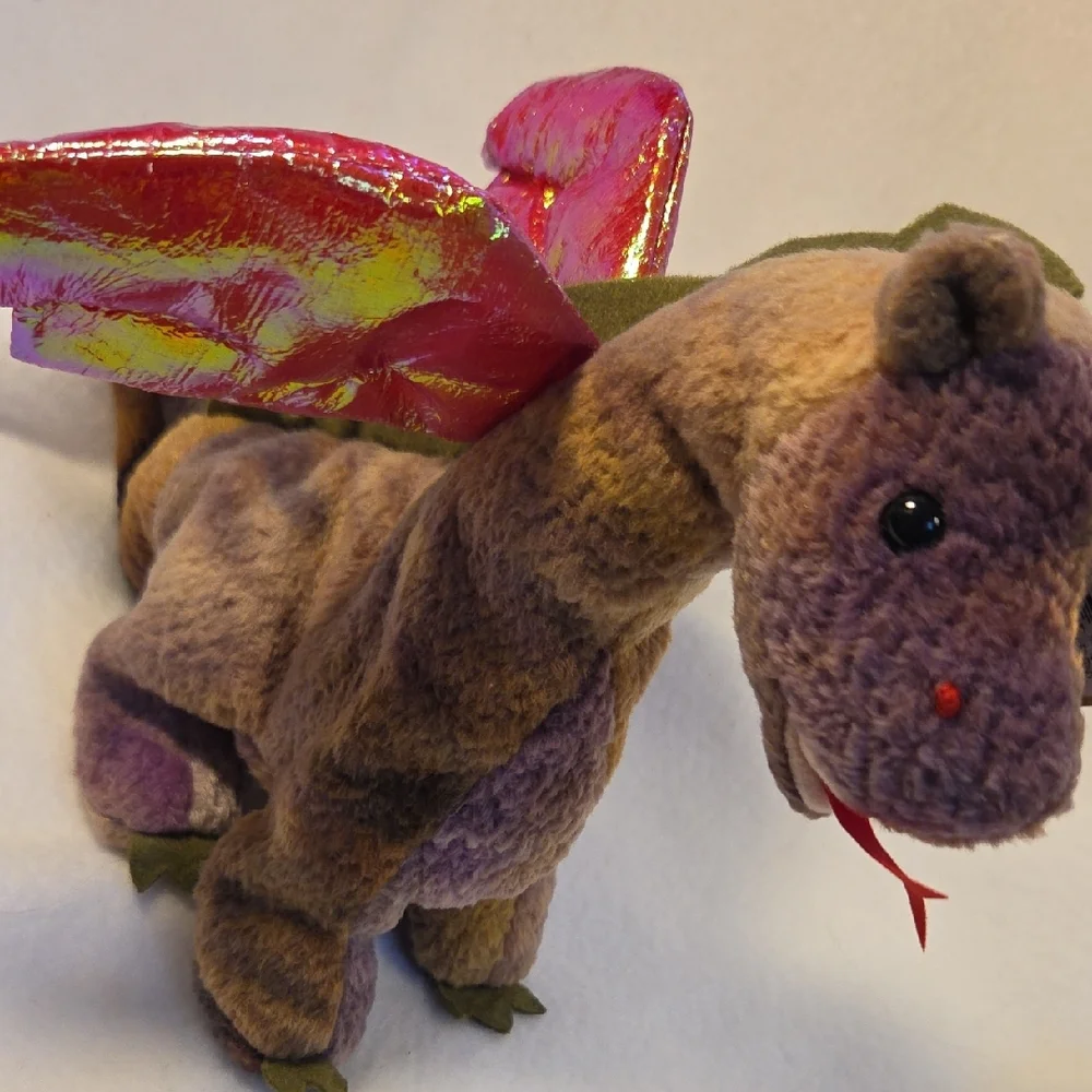 Scorch The Dragon Ty Beanie Babies Collection 1998 Purple and Tan